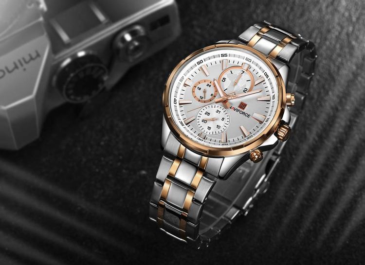 Herrklocka NaviForce More Business. Rose / Silver/ Rose/steel. Quartz Japan