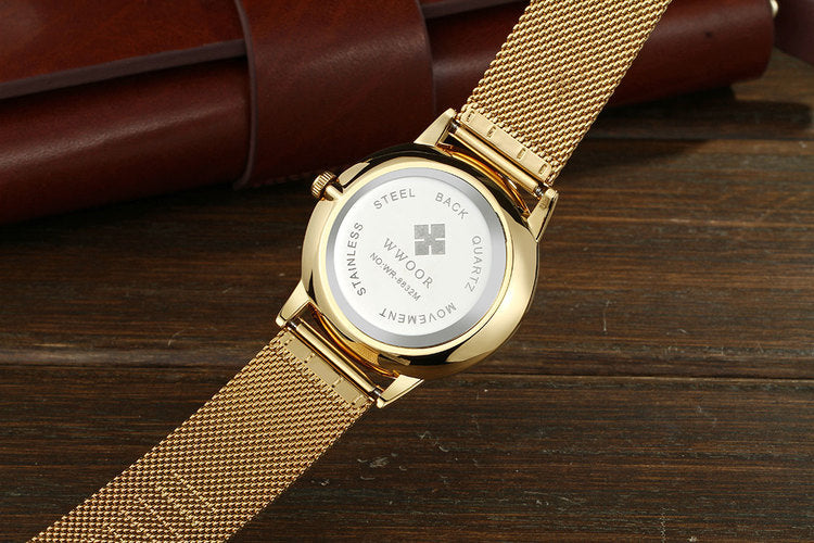 Herrklocka Wwoor Classico. Gold / Black. Mesh Gold. Quartz Japan