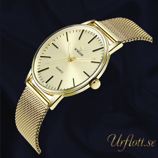 Herrklocka Wwoor Classico. Gold / Gold. Mesh Gold. Quartz Japan