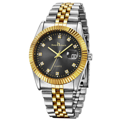 Herrklocka Exklusive Sir, Gold / Black / Steel Quartz Japan