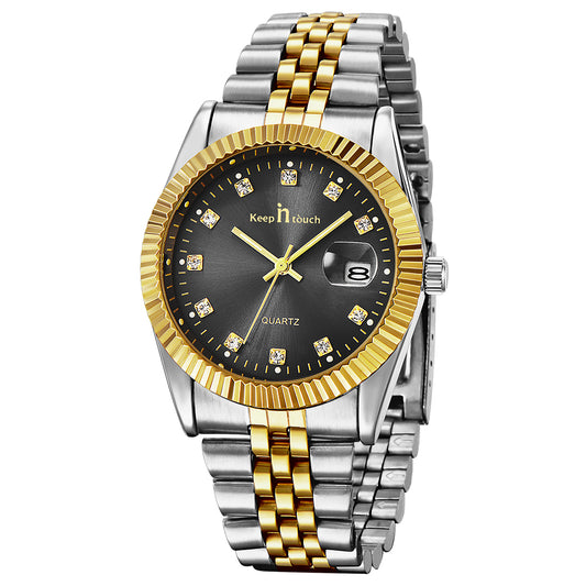 Herrklocka Exklusive Sir, Gold / Black / Steel Quartz Japan