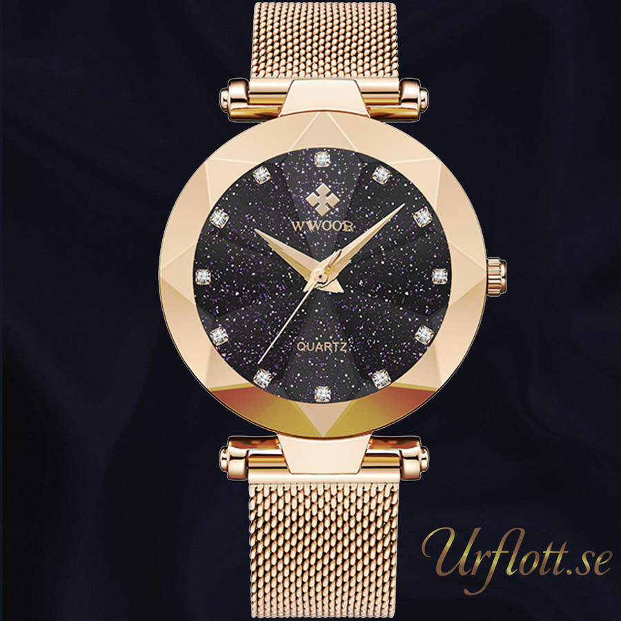 Wwoor Diamond Starry Sky. Black / Rose. Mesh Rose. Japan Quartz