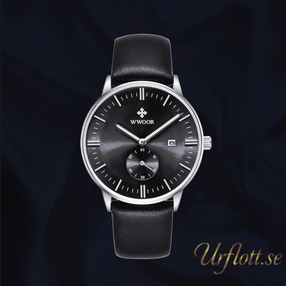 Herrklocka Wwoor Korfu. Black / Black. Leather Black. Quartz Japan