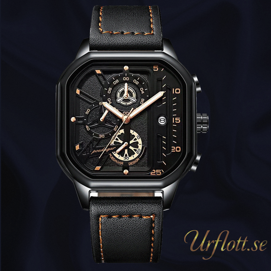 Bologna Black - Black - Gold - Leather