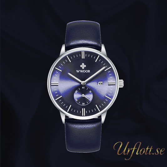 Herrklocka Wwoor Korfu.  Blue / Blue. Leather Blue. Quartz Japan