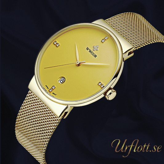 Herrklocka WWoor Classic. Gold / Gold. Mesh Gold. Quartz Japan