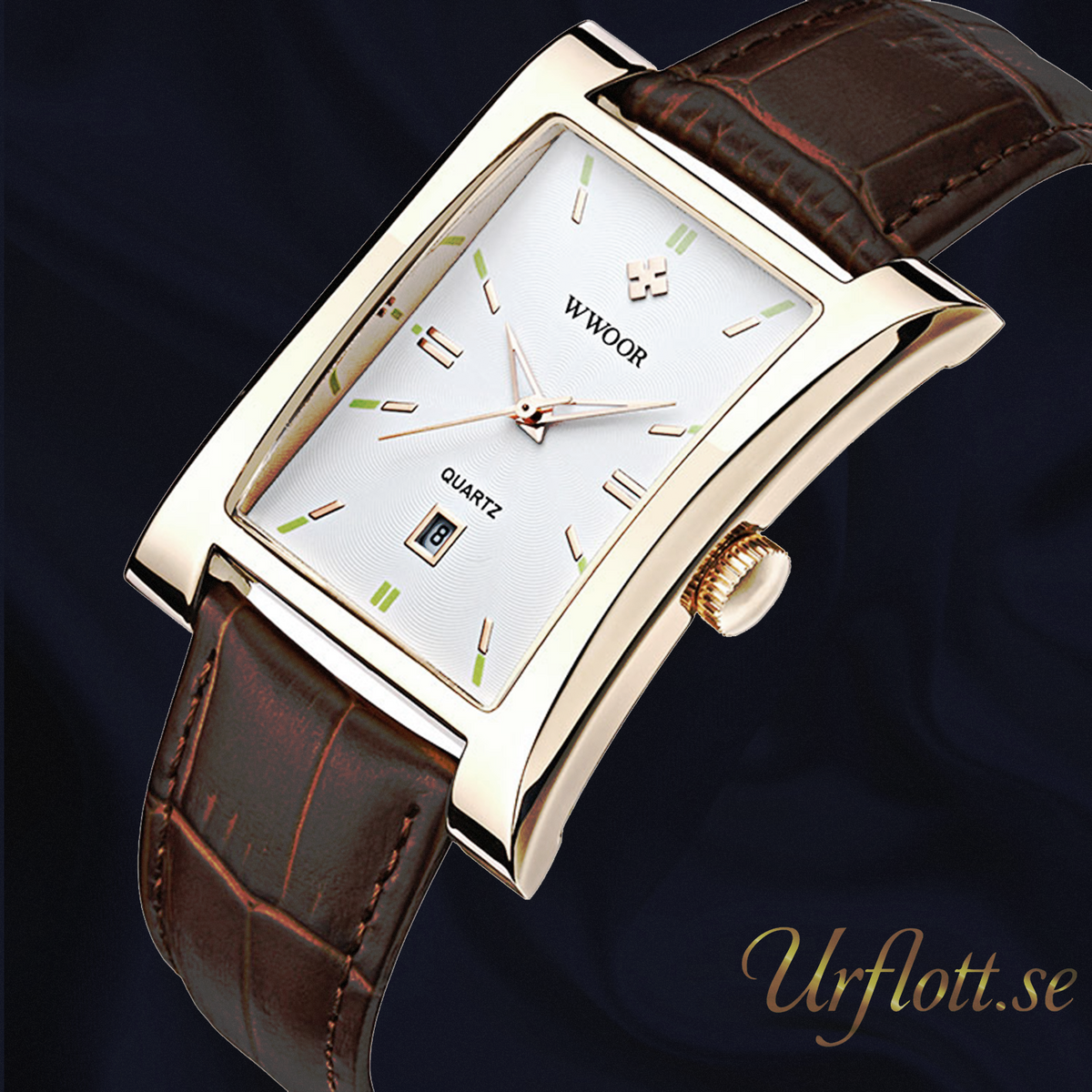 Herrklocka Wwoor Fantastic.  Rose / White. Leather Brown. Quartz Japan