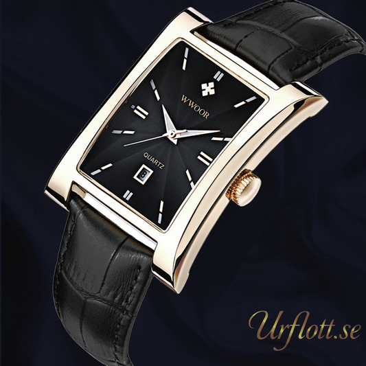 Herrklocka Wwoor Fantastic, Red-Gold / Black, Leather Black, Quartz Japan