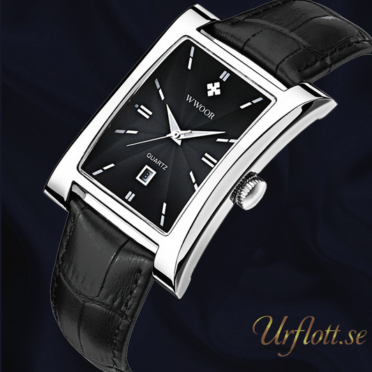 Herrklocka Wwoor Fantastic.  Steel / Black. Leather Black. Quartz Japan