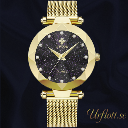 Wwoor Diamond Starry Sky. Dark purple / Gold. Mesh Gold. Japan Quartz