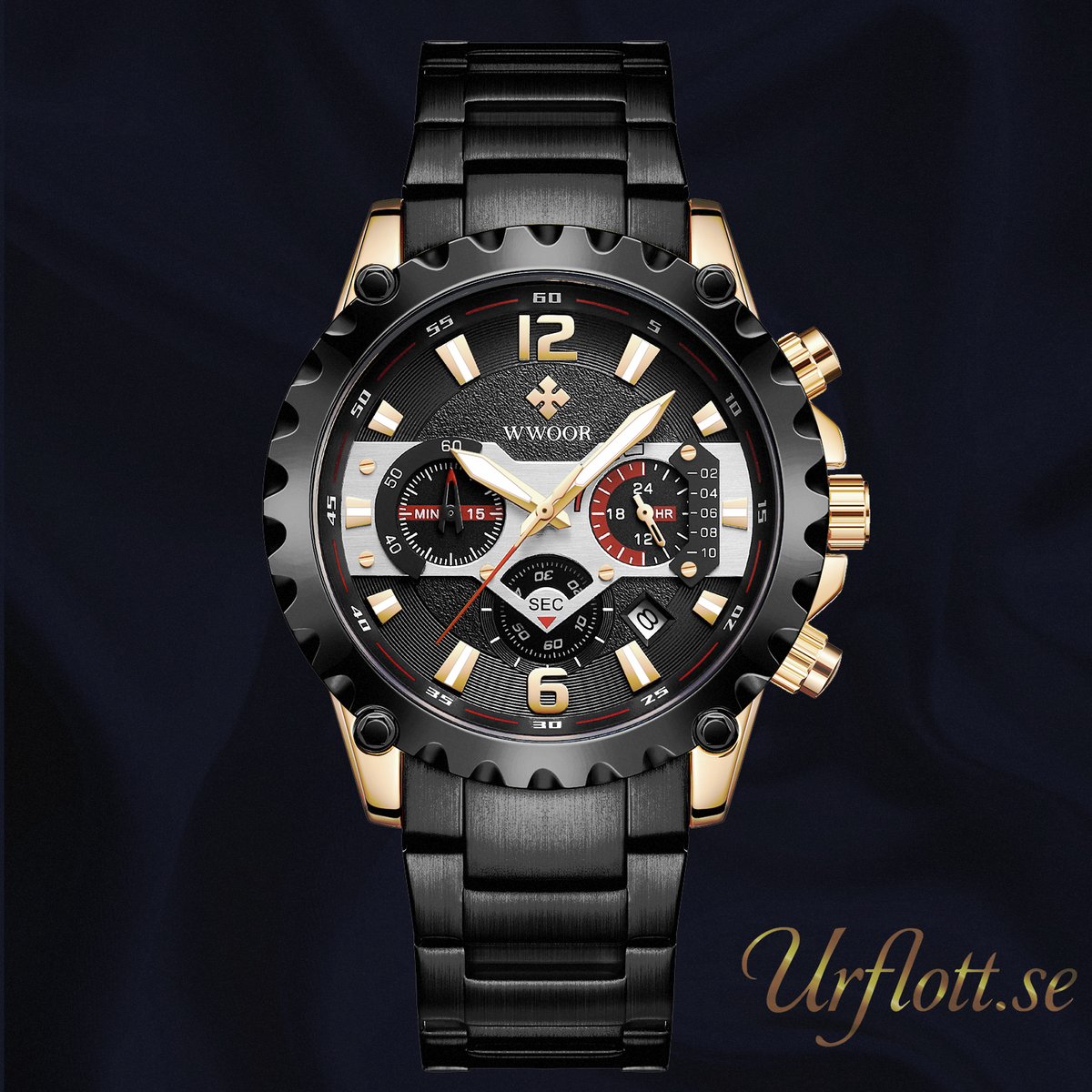 Herrklocka Wwoor Hunter, Rose / Black / Black, Quartz Japan