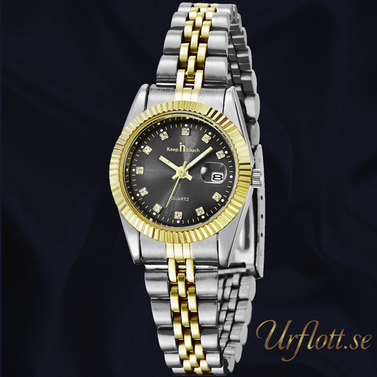 Damklocka Exklusive Queen, Gold / Black / Steel-Gold, Quartz Japan