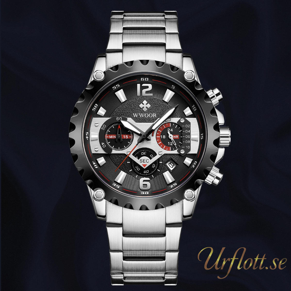 Herrklocka Wwoor Hunter, Steel / Black / Steel, Quartz Japan