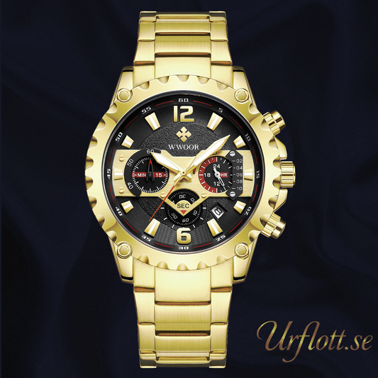 Herrklocka Wwoor Hunter, Gold / Black / Gold, Quartz Japan