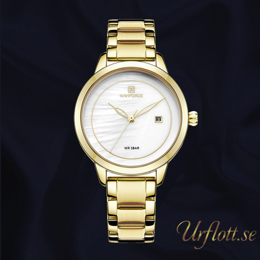 Damklocka NaviForce Formidable Gold / White / Gold Quartz Japan