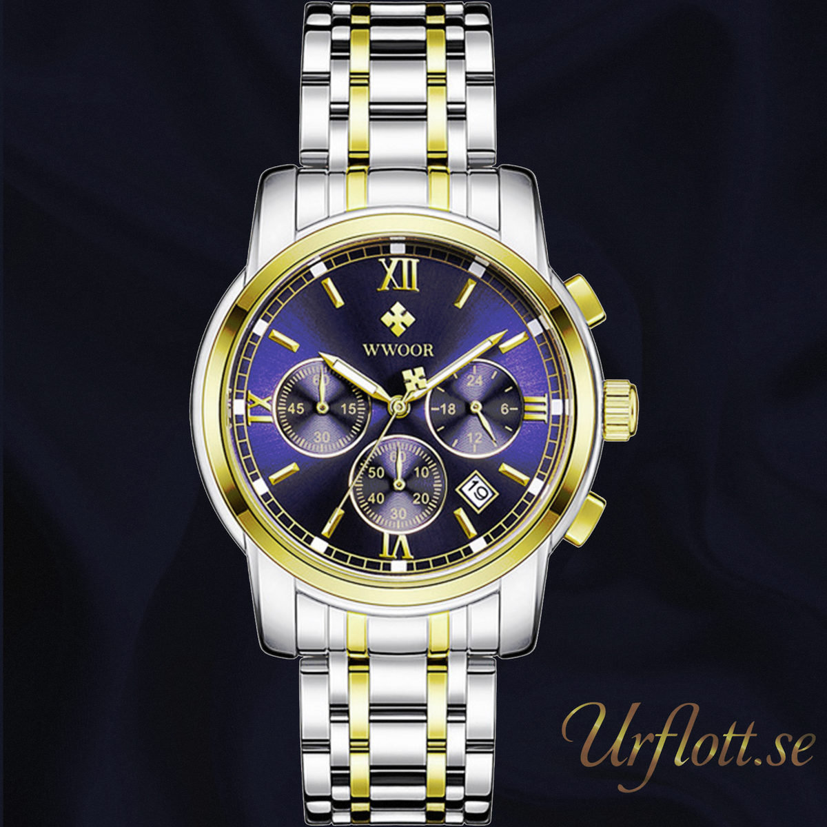Herrklocka Wwoor Surprendre, Steel / Gold / Blue / Steel, Quartz Japan