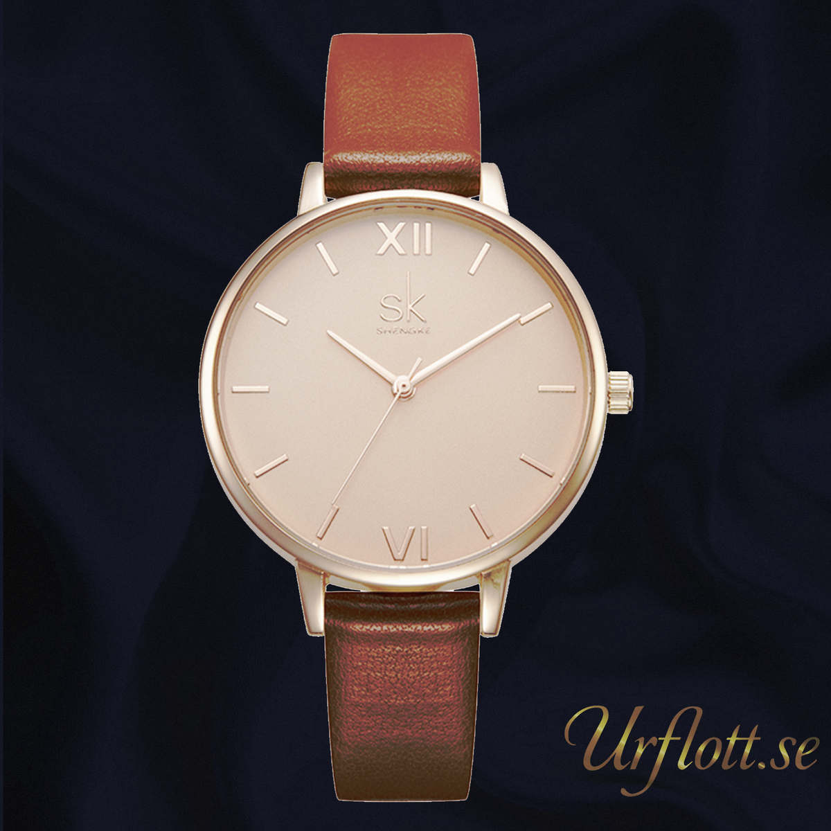 Damklocka SK Just in Time. Gold / Pink. Leather Brown. Japan Quartz