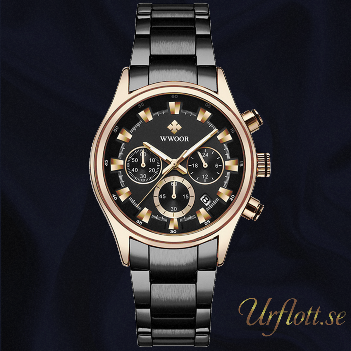 Herrklocka Wwoor Business Style Rose / Black / Black, Quartz Japan