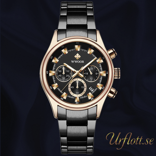 Herrklocka Wwoor Business Style Rose / Black / Black, Quartz Japan