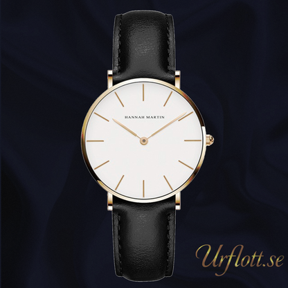 Hannah Martin Classic. Gold / White. Leather Black. Japan Quartz