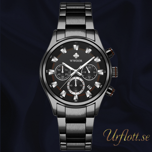 Herrklocka Wwoor Business Style, Black / Black / Black, Quartz Japan