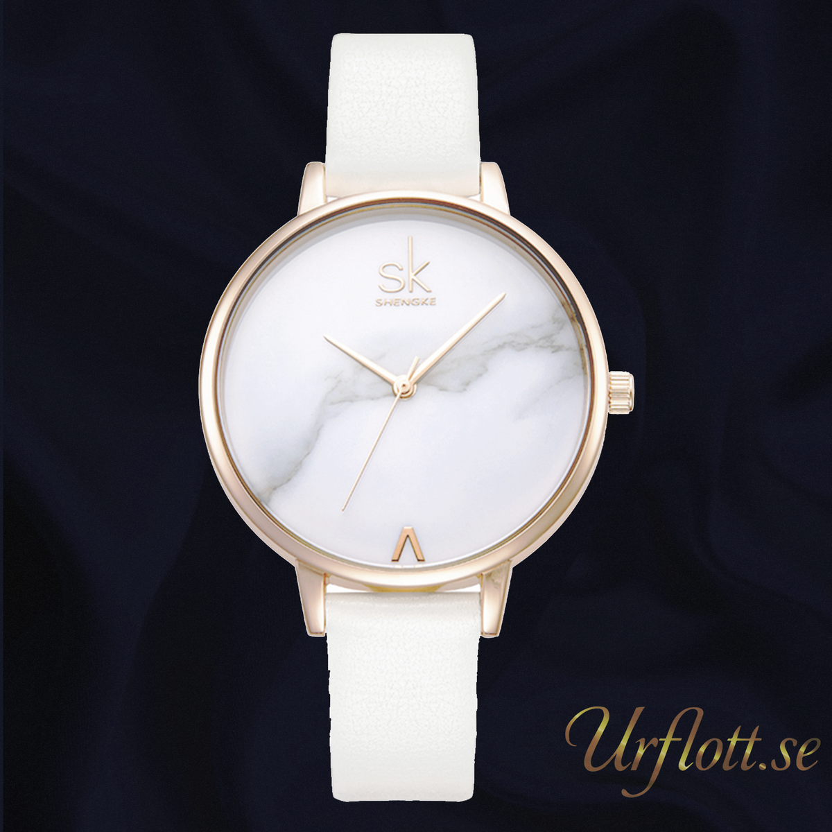 Damklocka Just in Time. Gold / Marble. Leather white. Japan Quartz