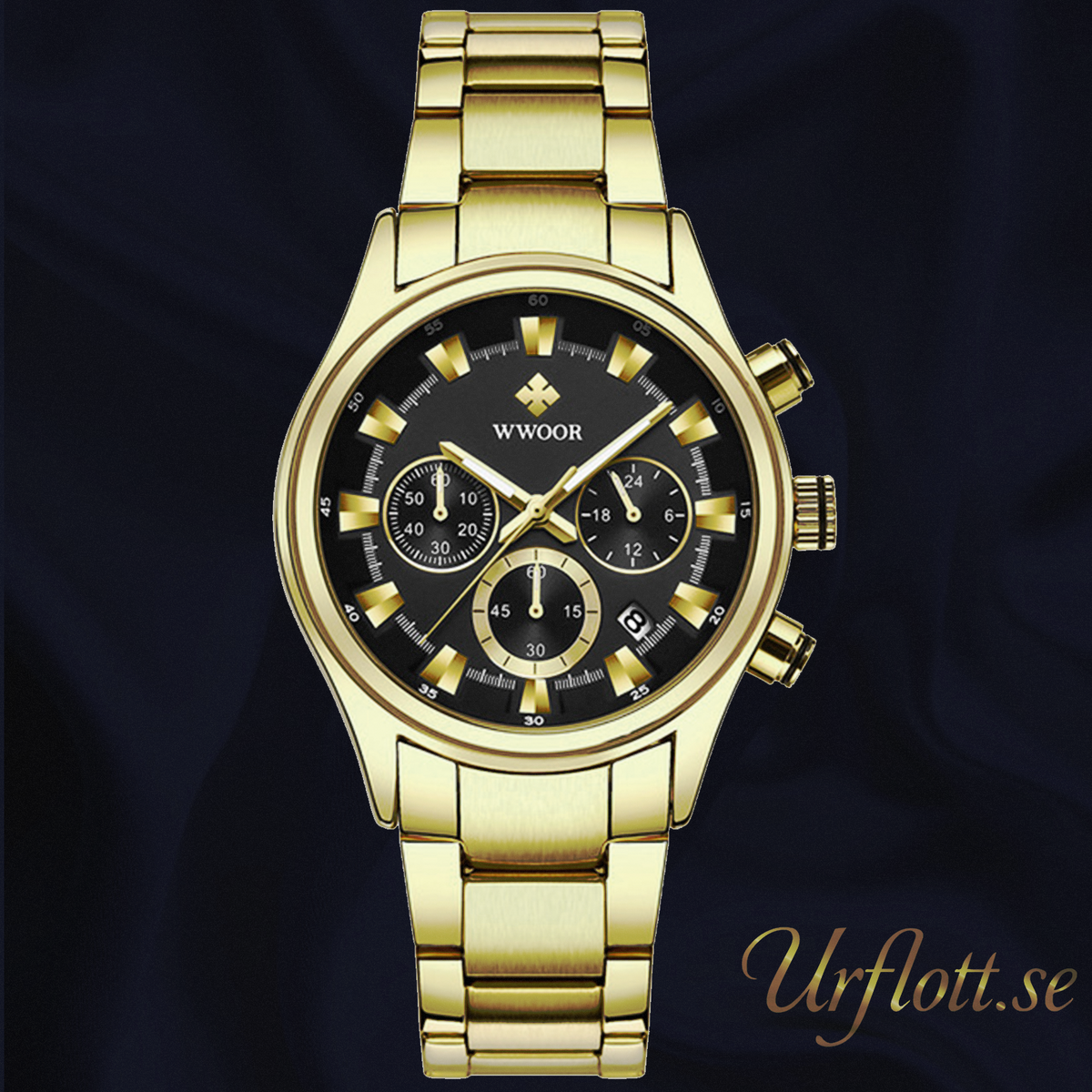 Herrklocka Wwoor Business Style, Gold / Black / Gold, Quartz Japan
