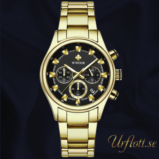 Herrklocka Wwoor Business Style, Gold / Black / Gold, Quartz Japan