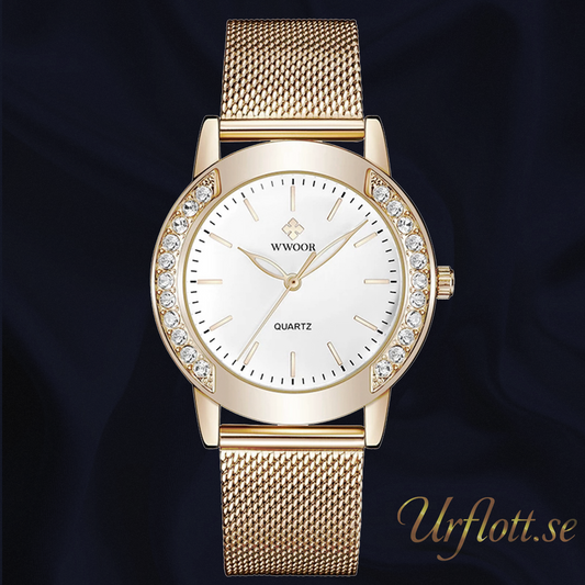 Wwoor Beauti Diamond. Rose / White. Mesh Rose. Japan Quartz