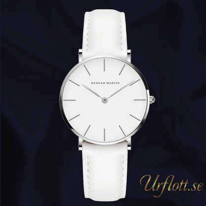 Hannah Martin Classic. Silver / White. Leather White. Japan Quartz