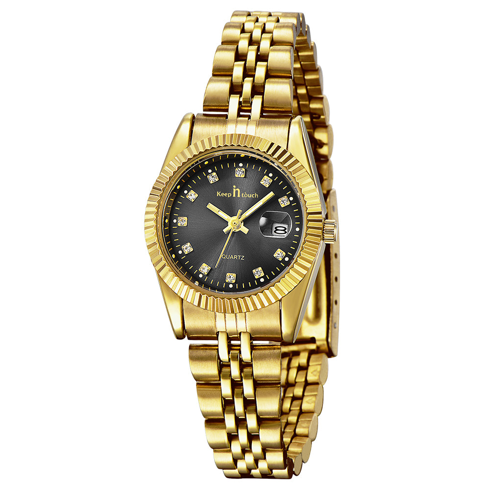 Damklocka Exklusive Queen, Gold / Black / Gold Quartz Japan