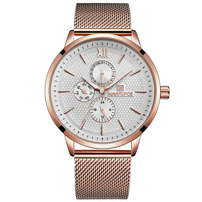 Herrklocka NaviForce Elegance. Rose / White. Mesh Rose. Quartz Japan