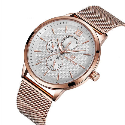 Herrklocka NaviForce Elegance. Rose / White. Mesh Rose. Quartz Japan