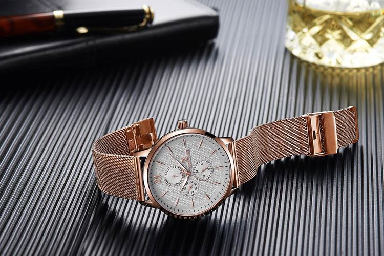 Herrklocka NaviForce Elegance. Rose / White. Mesh Rose. Quartz Japan