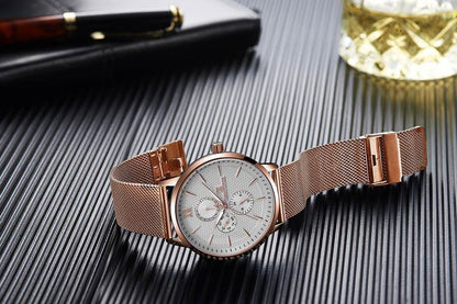 Herrklocka NaviForce Elegance. Rose / White. Mesh Rose. Quartz Japan