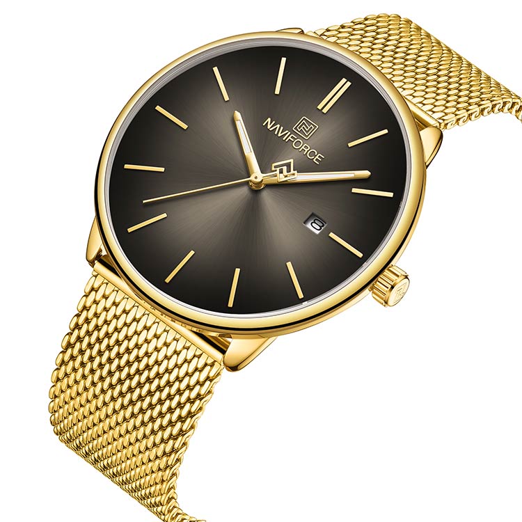 Herrklocka NaviForce Exelent. Gold / Brown/ Mesh Gold. Quartz. Japan