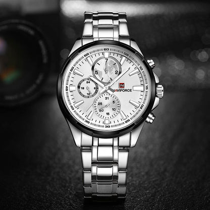 Herrklocka NaviForce More Business. Black / Silver/ Steel. Quartz Japan