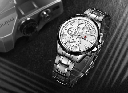 Herrklocka NaviForce More Business. Black / Silver/ Steel. Quartz Japan
