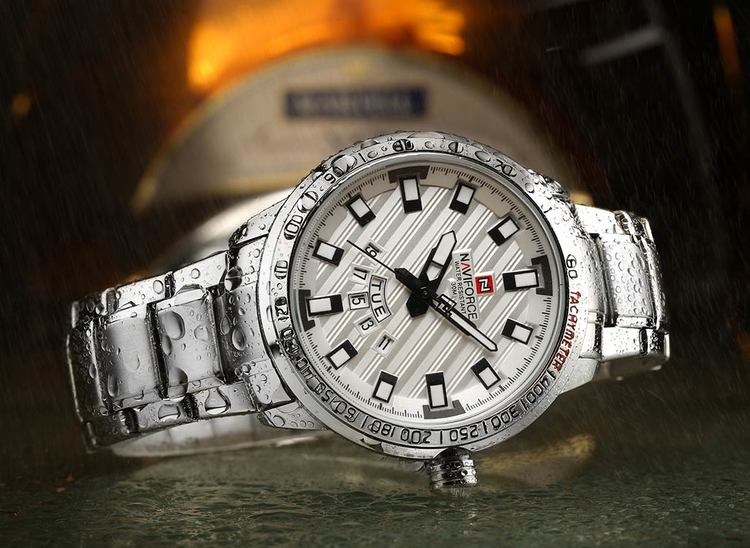 Herrklocka NaviForce Blustery. Steel / Off-white/ Steel. Quartz Japan