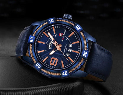 Herrklocka NaviForce Smart Business. Blue/ Blue. Leather Blue. Quartz Japan