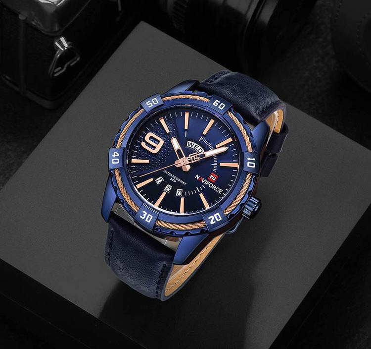 Herrklocka NaviForce Smart Business. Blue/ Blue. Leather Blue. Quartz Japan