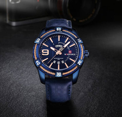 Herrklocka NaviForce Smart Business. Blue/ Blue. Leather Blue. Quartz Japan