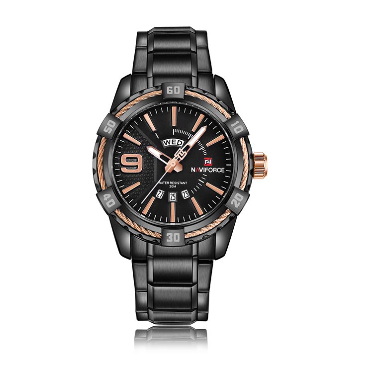 Herrklocka NaviForce Fine Business. Black / Black / Black. Quartz Japan