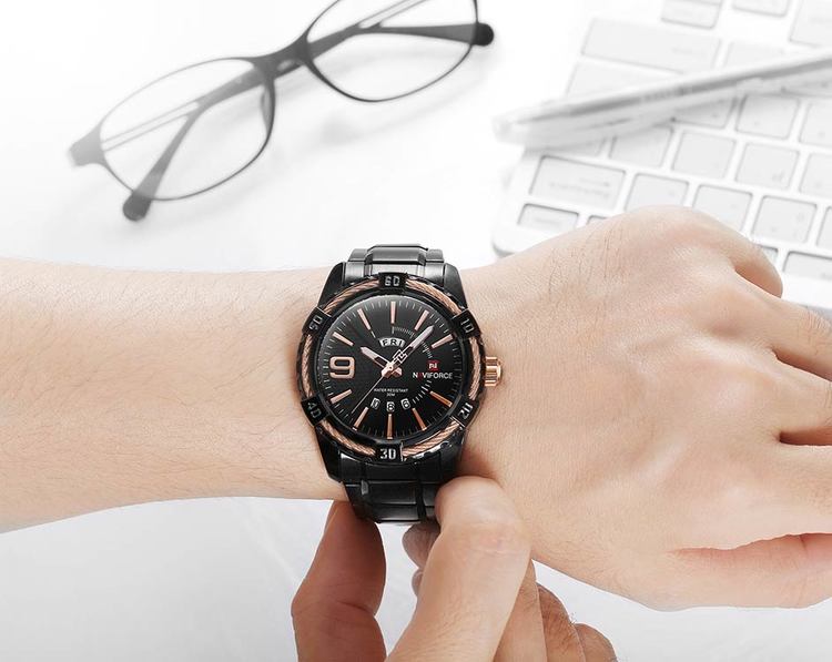 Herrklocka NaviForce Fine Business. Black / Black / Black. Quartz Japan