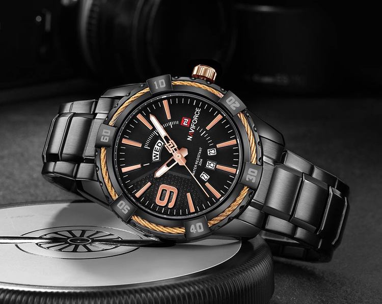 Herrklocka NaviForce Fine Business. Black / Black / Black. Quartz Japan