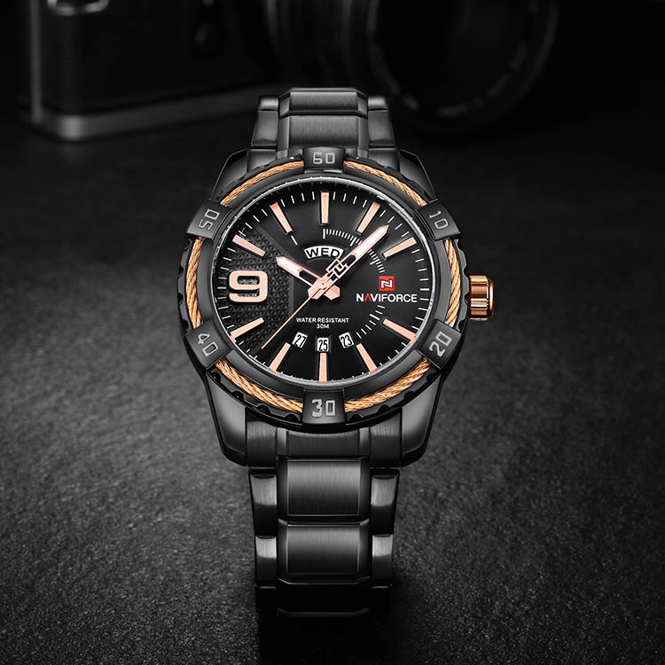 Herrklocka NaviForce Fine Business. Black / Black / Black. Quartz Japan