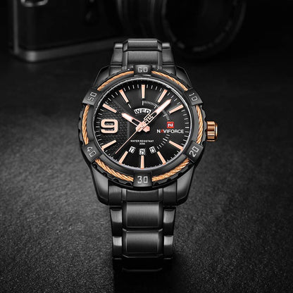 Herrklocka NaviForce Fine Business. Black / Black / Black. Quartz Japan