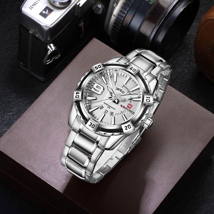 Herrklocka NaviForce Fine Business. Steel / Silver / Steel. Quartz Japan