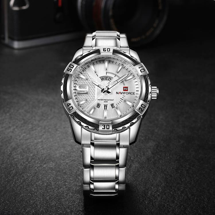 Herrklocka NaviForce Fine Business. Steel / Silver / Steel. Quartz Japan
