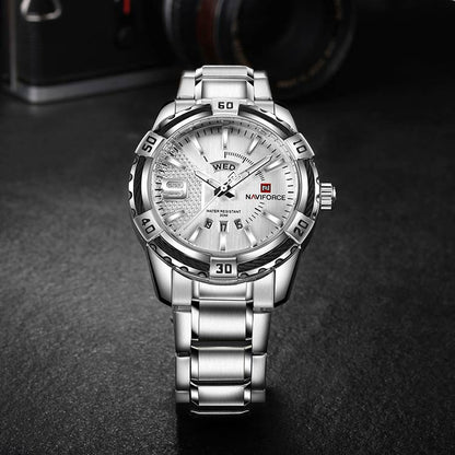 Herrklocka NaviForce Fine Business. Steel / Silver / Steel. Quartz Japan